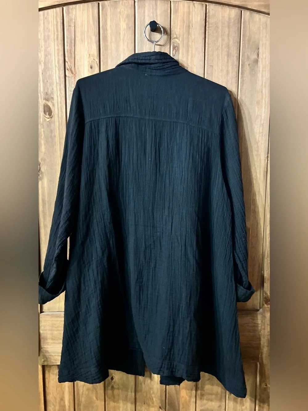 Women's Black Button-Front Textured Jacket/Dress-